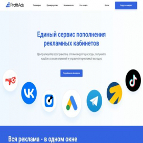 Скриншот главной страницы сайта profitads.io
