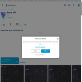 Скриншот главной страницы сайта proton-vpn.en.uptodown.com