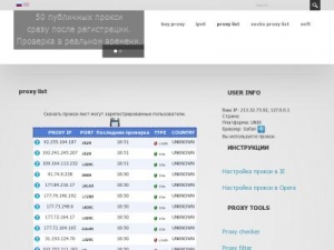Скриншот главной страницы сайта proxydb.ru
