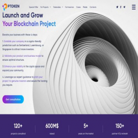 Скриншот главной страницы сайта ptoken.io