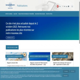 Скриншот главной страницы сайта publications.banque-france.fr