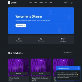Скриншот главной страницы сайта qparser.mysellix.io