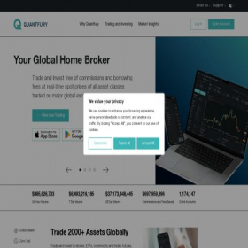 Скриншот главной страницы сайта quantfury.com