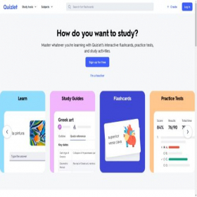 Скриншот главной страницы сайта quizlet.com