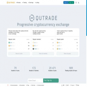 Скриншот главной страницы сайта qutrade.io