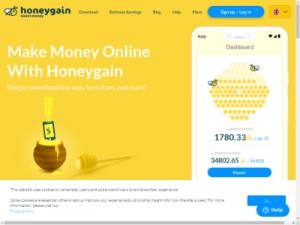 Скриншот главной страницы сайта r.honeygain.money
