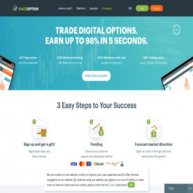 Скриншот главной страницы сайта raceoption.com