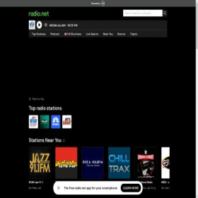 Скриншот главной страницы сайта radio.net