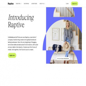 Скриншот главной страницы сайта raptive.com