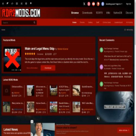 Скриншот главной страницы сайта rdr2mods.com