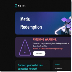 Скриншот главной страницы сайта redemption.metis.io