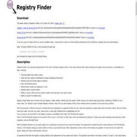 Скриншот главной страницы сайта registry-finder.com