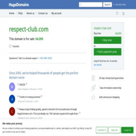 Скриншот главной страницы сайта respect-club.com