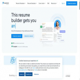 Скриншот главной страницы сайта resume.io