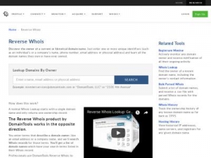 Скриншот главной страницы сайта reversewhois.domaintools.com