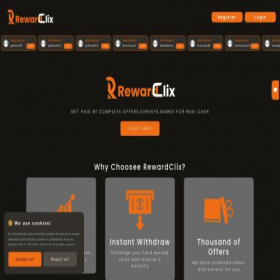 Скриншот главной страницы сайта rewardclix.com
