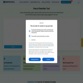 Скриншот главной страницы сайта rewritertools.com