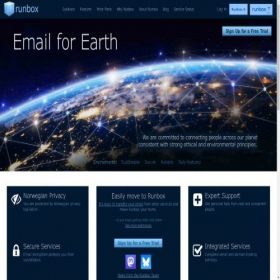 Скриншот главной страницы сайта runbox.com