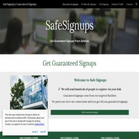 Скриншот главной страницы сайта safesignups.com