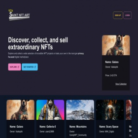 Скриншот главной страницы сайта saintnftart.io