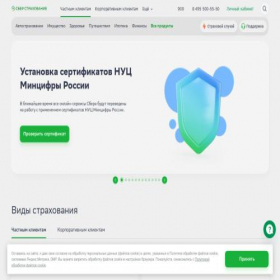 Скриншот главной страницы сайта sber.insure