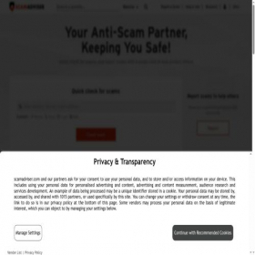 Скриншот главной страницы сайта scamadviser.com