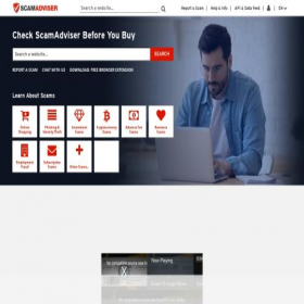 Скриншот главной страницы сайта scamadviser.ru