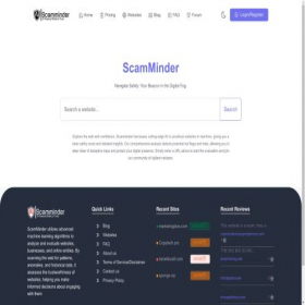 Скриншот главной страницы сайта scamminder.com