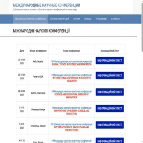 Скриншот главной страницы сайта sci-conf.com.ua