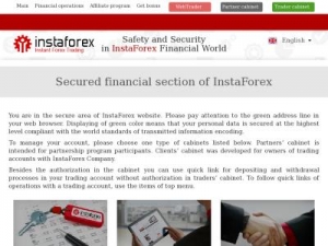 Скриншот главной страницы сайта secure.instaforex.com