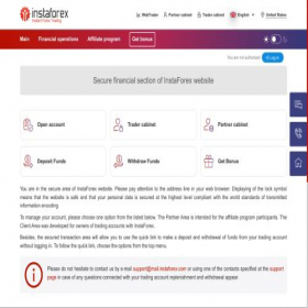 Скриншот главной страницы сайта secure.instaforex.org
