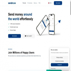 Скриншот главной страницы сайта sendnow.money
