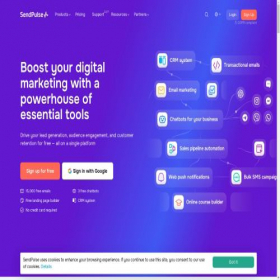 Скриншот главной страницы сайта sendpulse.com