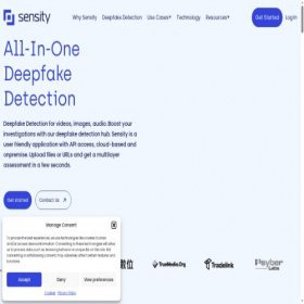 Скриншот главной страницы сайта sensity.ai