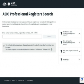 Скриншот главной страницы сайта service.asic.gov.au