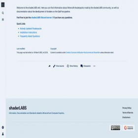Скриншот главной страницы сайта shaderlabs.org