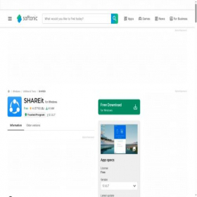 Скриншот главной страницы сайта shareit.en.softonic.com