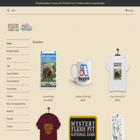 Скриншот главной страницы сайта shop.mysteryfleshpitnationalpark.com