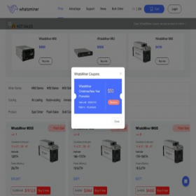 Скриншот главной страницы сайта shop.whatsminer.com
