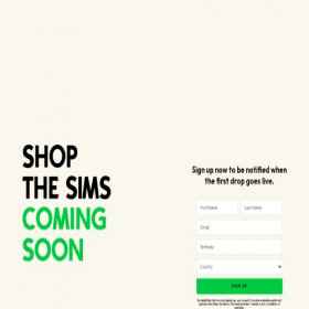 Скриншот главной страницы сайта shopthesims.com