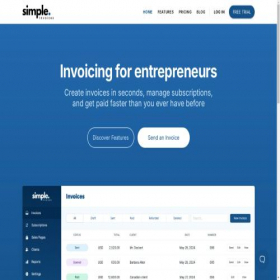 Скриншот главной страницы сайта simpleinvoices.io