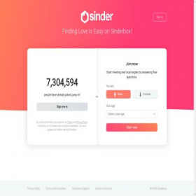 Скриншот главной страницы сайта sinderbox.com