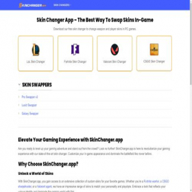Скриншот главной страницы сайта skinchanger.app