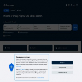 Скриншот главной страницы сайта skyscnr.com