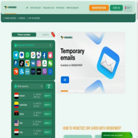 Скриншот главной страницы сайта smsbower.net