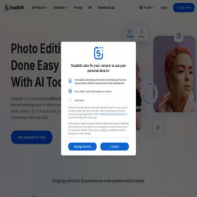Скриншот главной страницы сайта snapedit.app