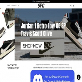 Скриншот главной страницы сайта sneakersfactoryclub.com