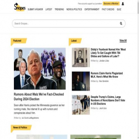 Скриншот главной страницы сайта snopes.com