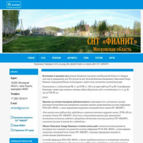 Скриншот главной страницы сайта snt-fianit.ru