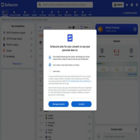 Скриншот главной страницы сайта sofascore.com
